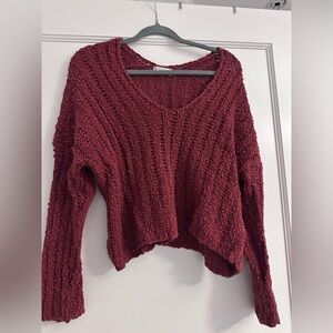 Altar'd State Deep Red V-Neck Sweater